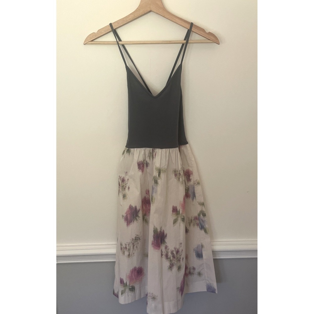 Theory Floral Summer Fit And Flare Dress One‎ Size Gray Pink Purple